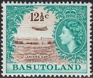Stamp, Lancers Gap, Basutoland,  , Famous People, Heads of State, Landscapes, Queens, Royalty