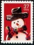 Snowman with Red & Green Plaid Scarf