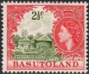 Stamp, Basuto Household, Basutoland,  , Famous People, Heads of State, Landscapes, Queens, Royalty