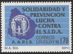 Stamp, Map of Uruguay, Family, globe, Uruguay,  , AIDS, Families, Maps