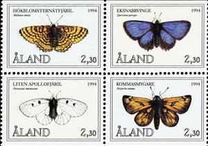 Se-tenant, Butterflies, Åland Islands,  , Animals (Fauna), Butterflies, Insects