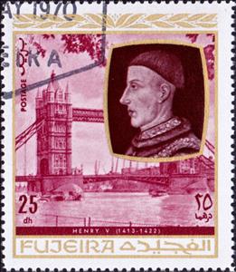 Stamp, Henry V of England (1413-1422), Fujairah (Fujeira),  , Heads of State, Kings