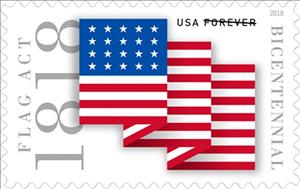 Stamp, Bicentenary of the Flag Act of 1818, United States of America,  , Anniversaries and Jubilees, Flags