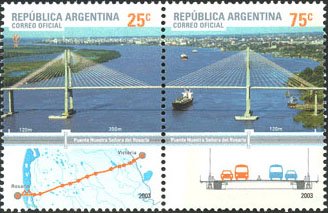 Se-tenant, Nuestra Señora del Rosario Bridge, Argentina,  , Bridges