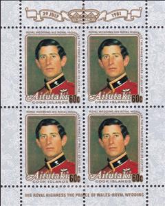 Mini Sheet, Prince Charles, Aitutaki,  , Famous People, Princes, Royalty, Weddings