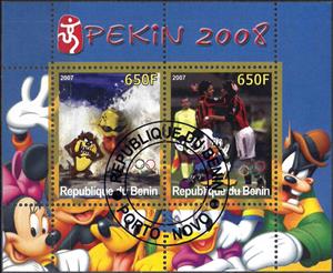 Mini Sheet, Olympic Games - Pekin 2008, Cinderellas,  , Cartoons, Disney, Football (Soccer), Olympic Games, Sports, Swimming