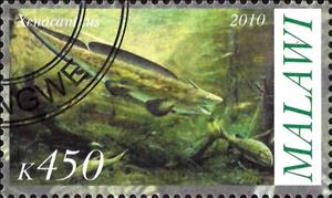 Stamp, Xenacanthus, Cinderellas,  , Dinosaurs, Prehistorical Animals