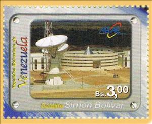 Stamp, Satellite dishes and control building, Venezuela,  , Buildings, Satellite Dishes, Technology