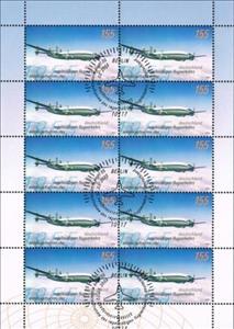 Mini Sheet, Civil aviation, Germany, Federal Republic,  , Aircraft, Airlines, Anniversaries and Jubilees, Clouds