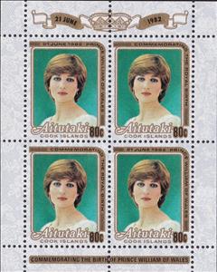 Mini Sheet, Lady Diana Spencer, Aitutaki,  , Famous People, Princesses, Royalty, Weddings