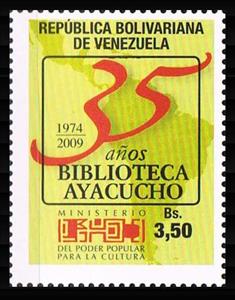 Stamp, Map colour: Apple green, Venezuela,  , Libraries, Maps, Numbers, Seals (Emblems)