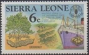 Stamp, Peanuts for export, Sierra Leone,  , Plants (Flora), Ships