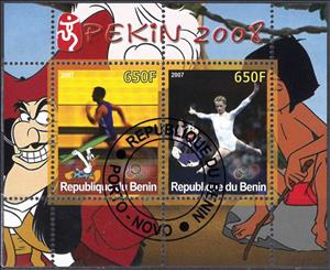 Mini Sheet, Olympic Games - Pekin 2008, Cinderellas,  , Cartoons, Disney, Olympic Games, Sports