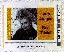 Stamp, Louis Aragon and Eva Triolet, France,  