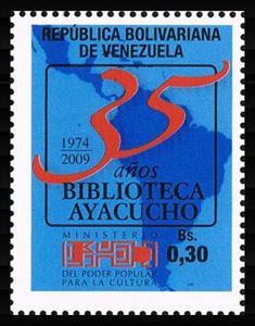 Stamp, Map colour: Dark blue, Venezuela,  , Libraries, Maps, Numbers, Seals (Emblems)