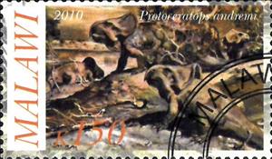 Stamp, Protoceratops andremi, Cinderellas,  , Animals (Fauna), Dinosaurs, Prehistorical Animals