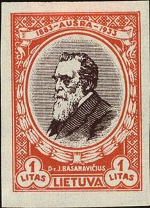 Stamp, Jonas Basanavicius (1851-1927) - doctor, patriarch of Lithua, Lithuania,  , Famous People, Men, Physicians