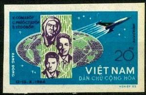 Stamp, Flight crew and globe, Vietnam,  , Astronauts