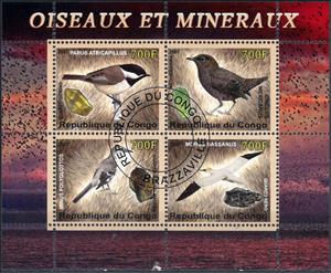 Mini Sheet, Birds and Minerals, Cinderellas,  , Animals (Fauna), Birds, Minerals