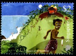 Stamp, King With bloody Knife, Singapore,  , Legends