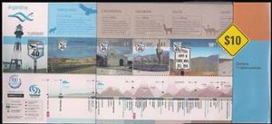 Booklet Pane, Tourism - National Route 40, Argentina,  , Landscapes, Road Signs, Roads, Stylized Animals, Tourism