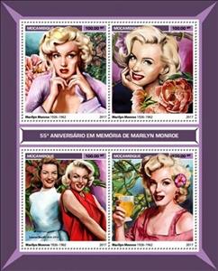 Souvenir Sheet, 55th Anniversary of the Death of Marilyn Monroe, Mozambique,  , Actors, Famous People