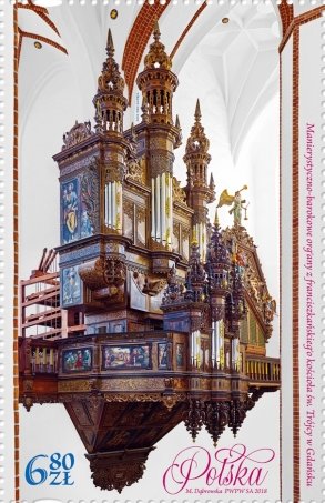 Stamp, Historic Organs, Poland,  , Music, Musical Instruments