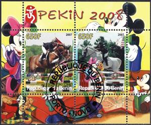 Mini Sheet, Olympic Games - Pekin 2008, Cinderellas,  , Cartoons, Disney, Equestrianism and horse riding, Olympic Games, Sports