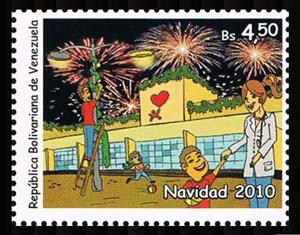 Stamp, Fireworks, Venezuela,  , Children's Play, Christmas, Families, Firework