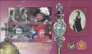 Souvenir Sheet, Her Majesty Queen Elizabeth II's Golden Jubilee, British Antarctic Territory (BAT),  , Queens, Royalty