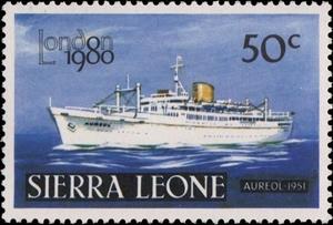 Stamp, “Aureol,” 1951, Sierra Leone,  , Ships