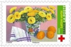 Stamp, Soucis, France,  , Flowers, Plants (Flora), Red Cross and Red Crescent