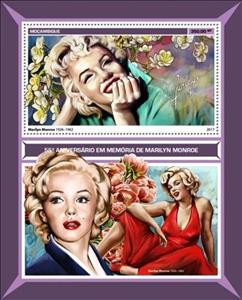 Souvenir Sheet, 55th Anniversary of the Death of Marilyn Monroe, Mozambique,  , Actors, Famous People