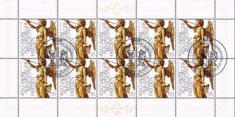 Mini Sheet, Rejoicing and peace angel, Germany, Federal Republic,  , Angels, Anniversaries and Jubilees, Music, Musical Instruments