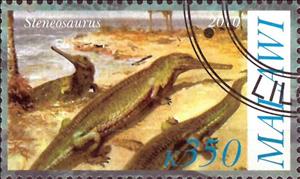 Stamp, Steneosaurus, Cinderellas,  , Dinosaurs, Prehistorical Animals