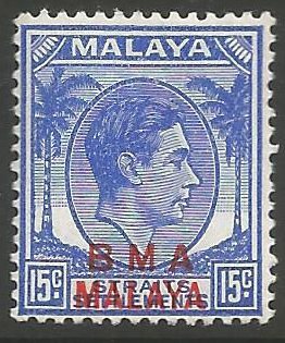 Overprinted "B.M.A. Malaya"