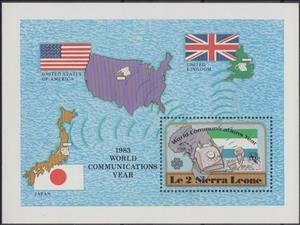 Souvenir Sheet, Map, phone, envelope, Sierra Leone,  , Flags, International Years, Maps