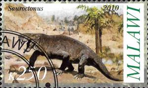 Stamp, Sauroctonus, Cinderellas,  , Dinosaurs, Prehistorical Animals