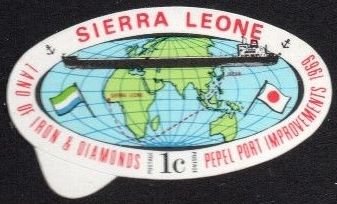Stamp, Globe, Sierra Leone,  , Flags, Maps, Ships