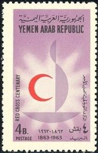 Stamp, The 100th Anniversary of Red Cross, Yemen, Arab Republic,  , Anniversaries and Jubilees, Red Cross and Red Crescent