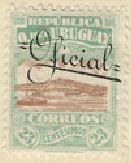 Stamp, Harbour of Montevideo overprinted, Uruguay,  , Landscapes, Mountains, Ports, Ships
