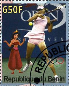Stamp, Olympic Games - Pekin 2008, Cinderellas,  , Cartoons, Disney, Olympic Games, Sports, Tennis
