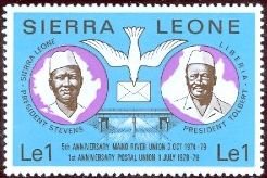 Stamp, Presidents Stevens and Tolbert, Sierra Leone,  , Bridges, Heads of State, Postal History, Postal Unions