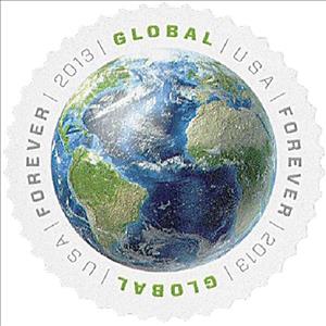 Stamp, Globe - International Rate, United States of America,  , Globes, Round Stamps