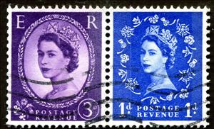 Se-tenant, Queen Elizabeth II - Predecimal Wilding, United Kingdom of Great Britain & Northern Ireland,  