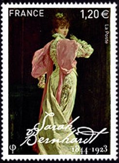 Stamp, Sarah Berhnardt as the Queen, France,  , Actors, Theatre, Women