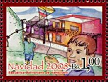 Stamp, Kite flying, Venezuela,  , Christmas, Religion