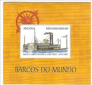 Souvenir Sheet, Rowboat Steamed 1870 - Natchez, Angola,  , Ships
