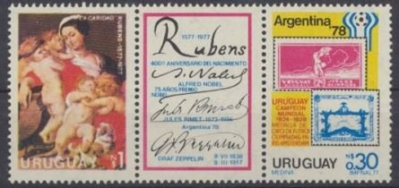 Rubens painting, Emblem World Cup 1978, Stamps, Autographs