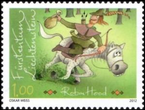 Stamp, Famous figures from classical literature, Liechtenstein,  , Horses, Literature
